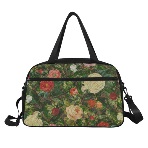 Vintage Wallpaper - Colored Roses Pattern II Fitness Handbag (Model 1671)