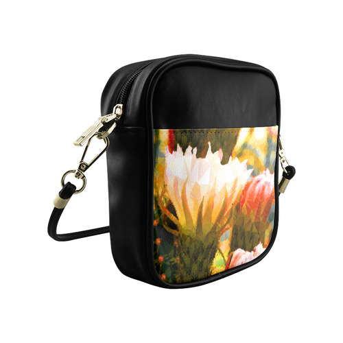 Floral Geometric Cactus Flower Low Poly Triangles Sling Bag (Model 1627)