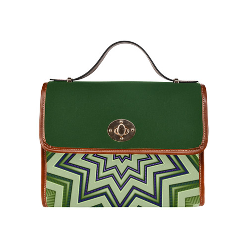 Handbag Green Purple Star Pattern by Tell3People Waterproof Canvas Bag/All Over Print (Model 1641)