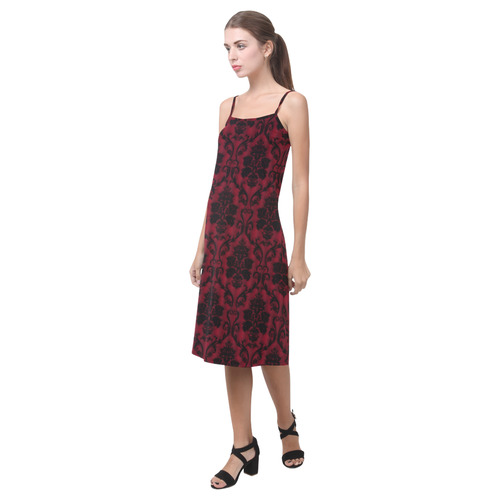 Gothic Victorian Black'n Red Pattern Alcestis Slip Dress (Model D05)