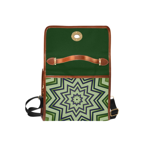 Handbag Green Purple Star Pattern by Tell3People Waterproof Canvas Bag/All Over Print (Model 1641)