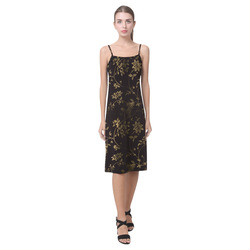 Gothic Victorian Black And Gold Pattern Alcestis Slip Dress (Model D05)