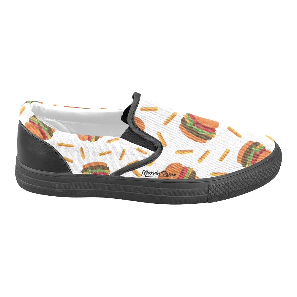 Burgers and Fries Slip-on Canvas Shoes for Men/Large Size (Model 019)