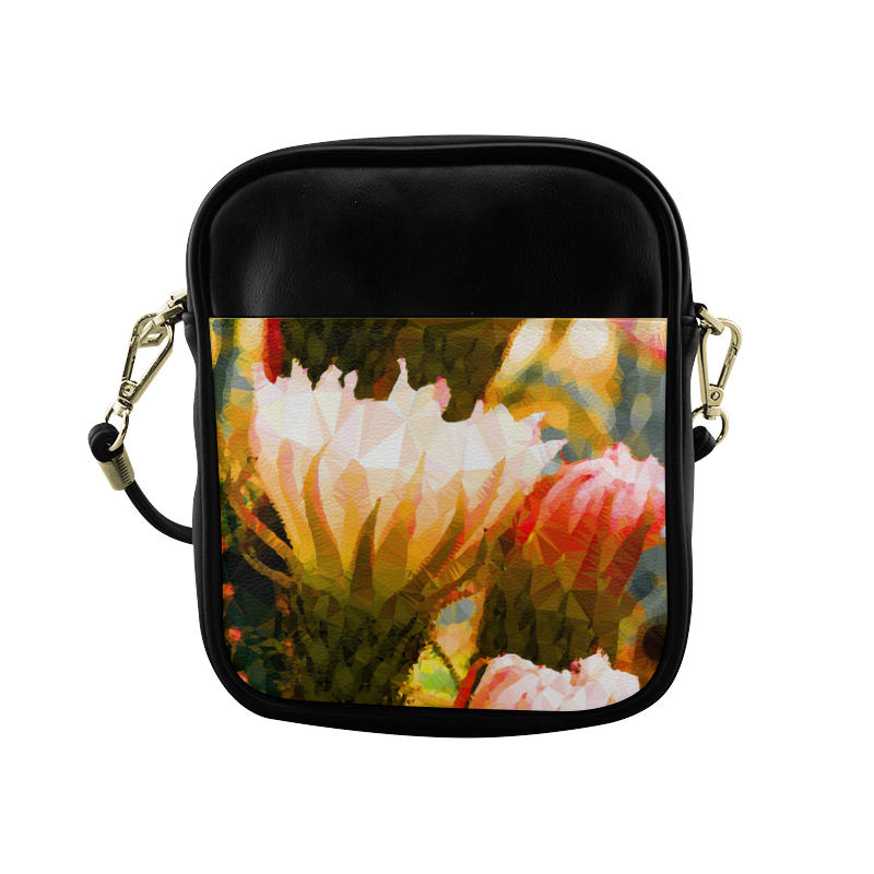 Floral Geometric Cactus Flower Low Poly Triangles Sling Bag (Model 1627)