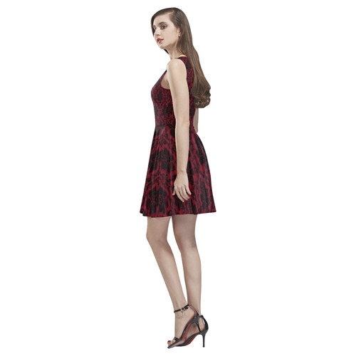 Gothic Victorian Black'n Red Pattern Thea Sleeveless Skater Dress(Model D19)