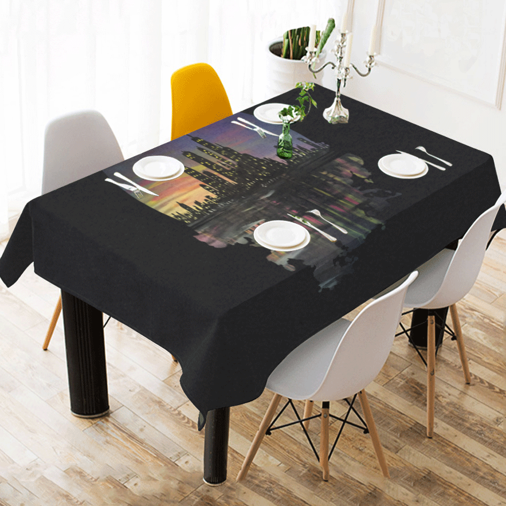 City Lights Cotton Linen Tablecloth 60" x 90"