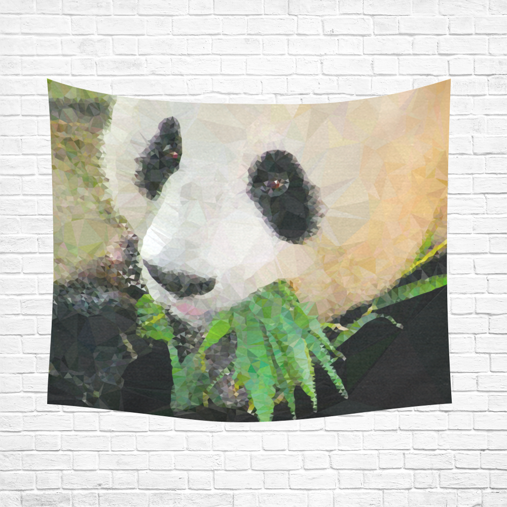 Giant Panda Eating Low Poly Triangle Art Cotton Linen Wall Tapestry 60"x 51"