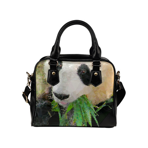 Giant Panda Eating Low Poly Triangle Art Shoulder Handbag (Model 1634)