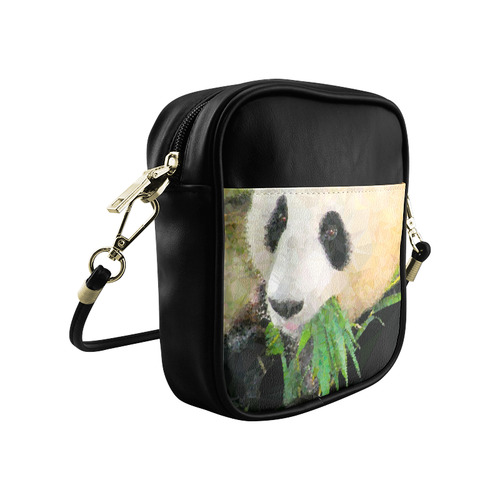 Giant Panda Eating Low Poly Triangle Art Sling Bag (Model 1627)