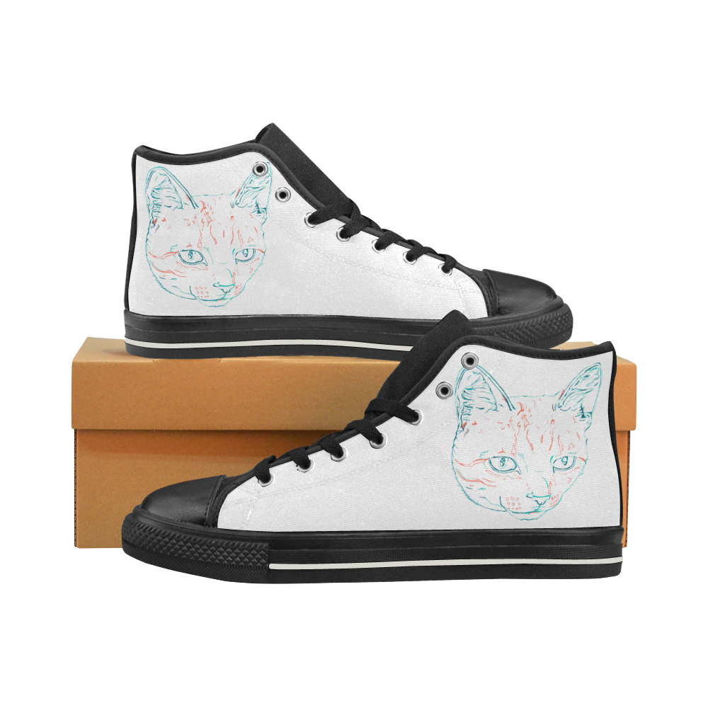 Tabby Kitten High Top Canvas Women's Shoes/Large Size (Model 017)