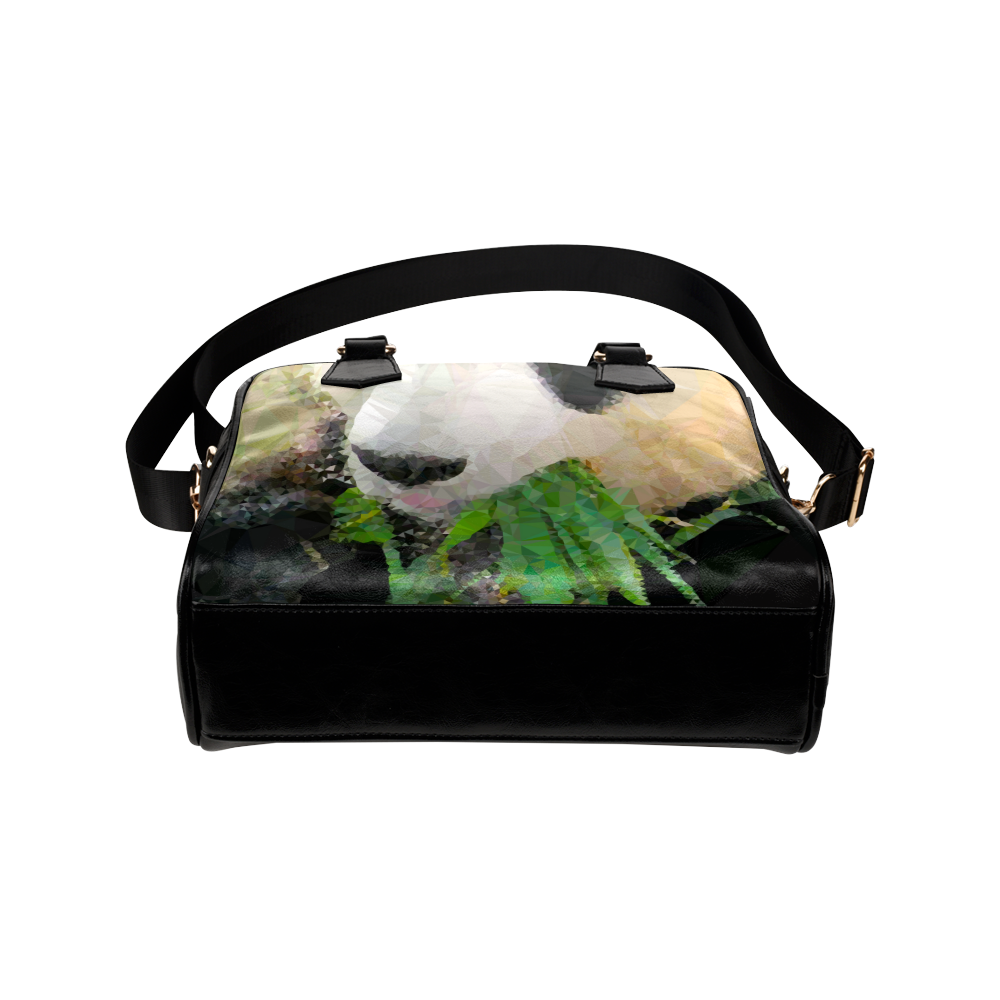 Giant Panda Eating Low Poly Triangle Art Shoulder Handbag (Model 1634)