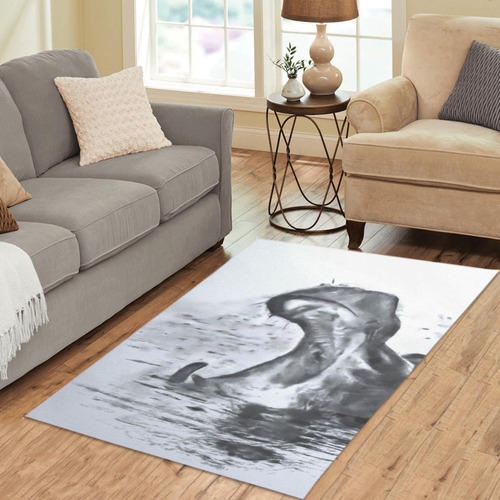 Animals and Art - Hippo by JamColors Area Rug 5'x3'3''