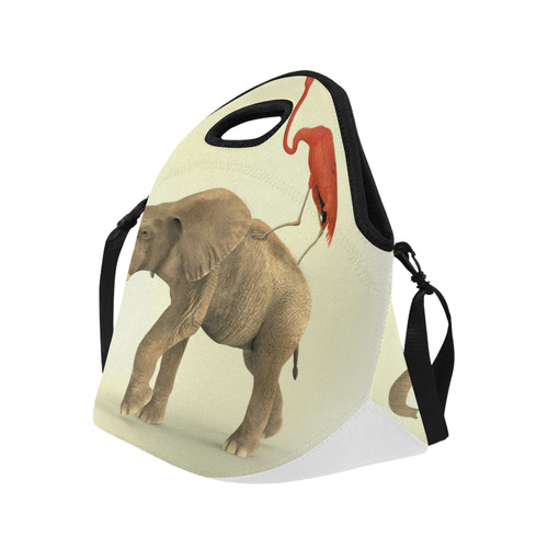 elephant and flamingo Neoprene Lunch Bag/Large (Model 1669)