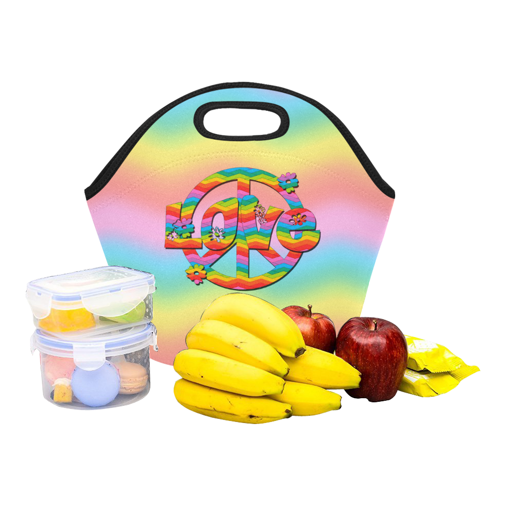 Colorful Love and Peace Background Neoprene Lunch Bag/Small (Model 1669)