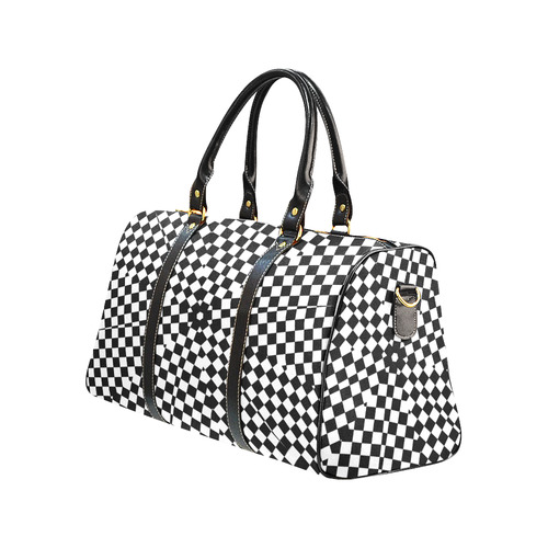 Handbag black white squares diamond star pattern by Tell3People New Waterproof Travel Bag/Large (Model 1639)