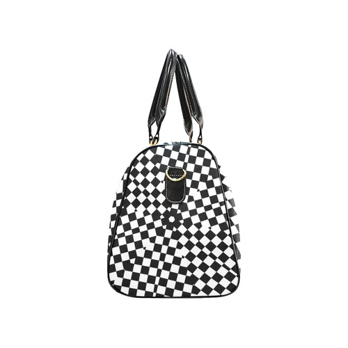 Handbag black white squares diamond star pattern by Tell3People New Waterproof Travel Bag/Large (Model 1639)
