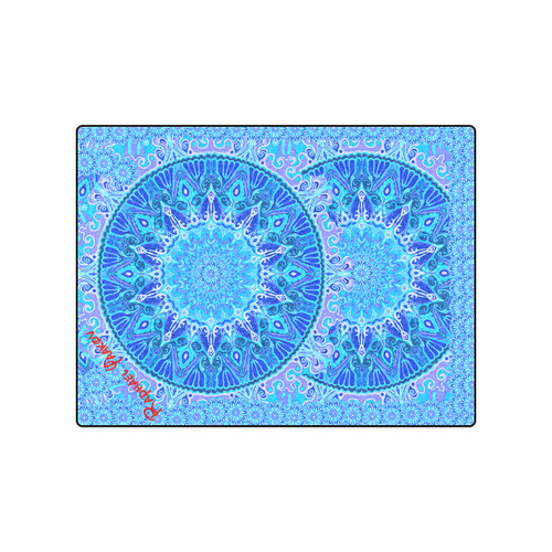 boho mandala blue blue Raphael Yaacov Blanket 50"x60"