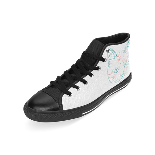 Tabby Kitten High Top Canvas Women's Shoes/Large Size (Model 017)