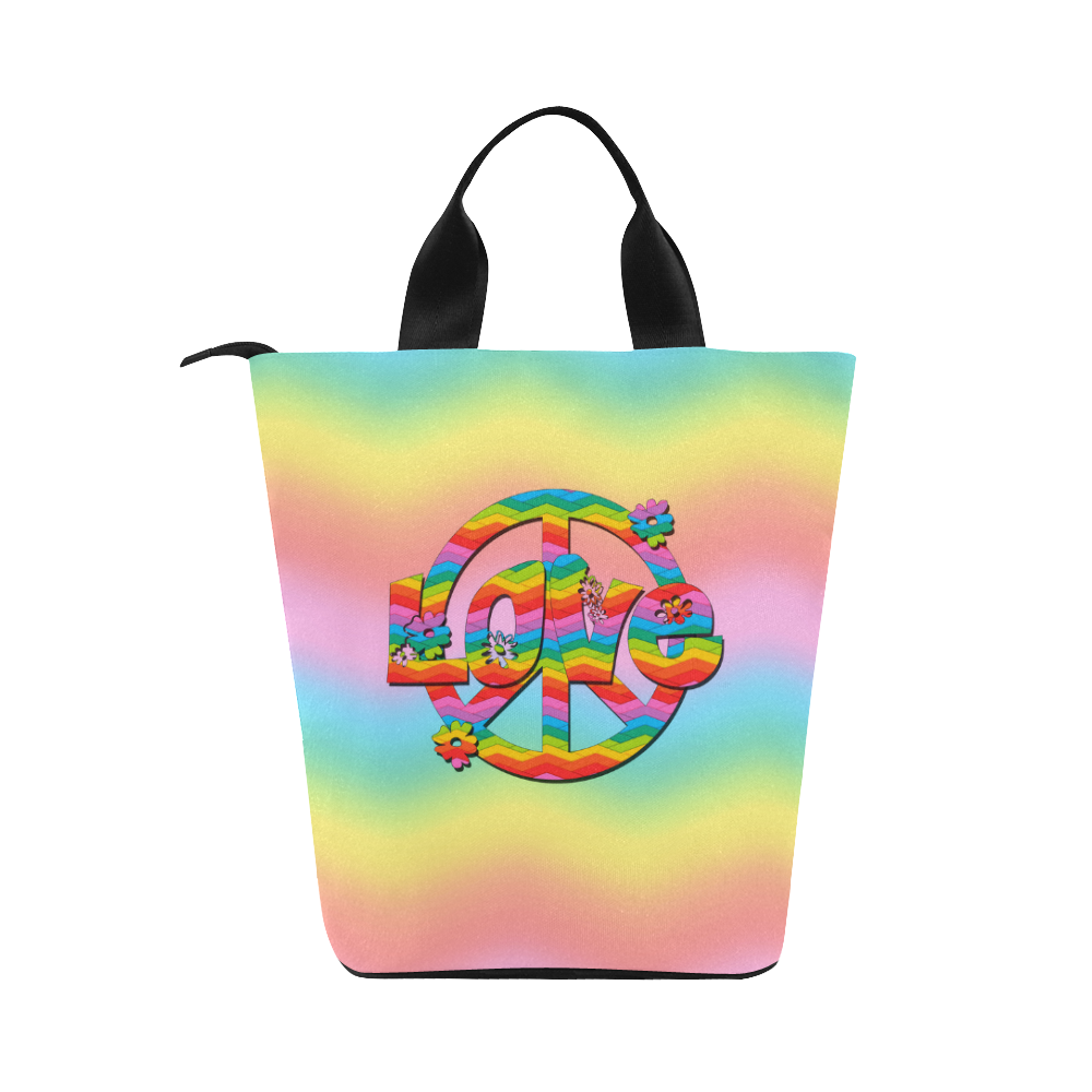 Colorful Love and Peace Background Nylon Lunch Tote Bag (Model 1670)