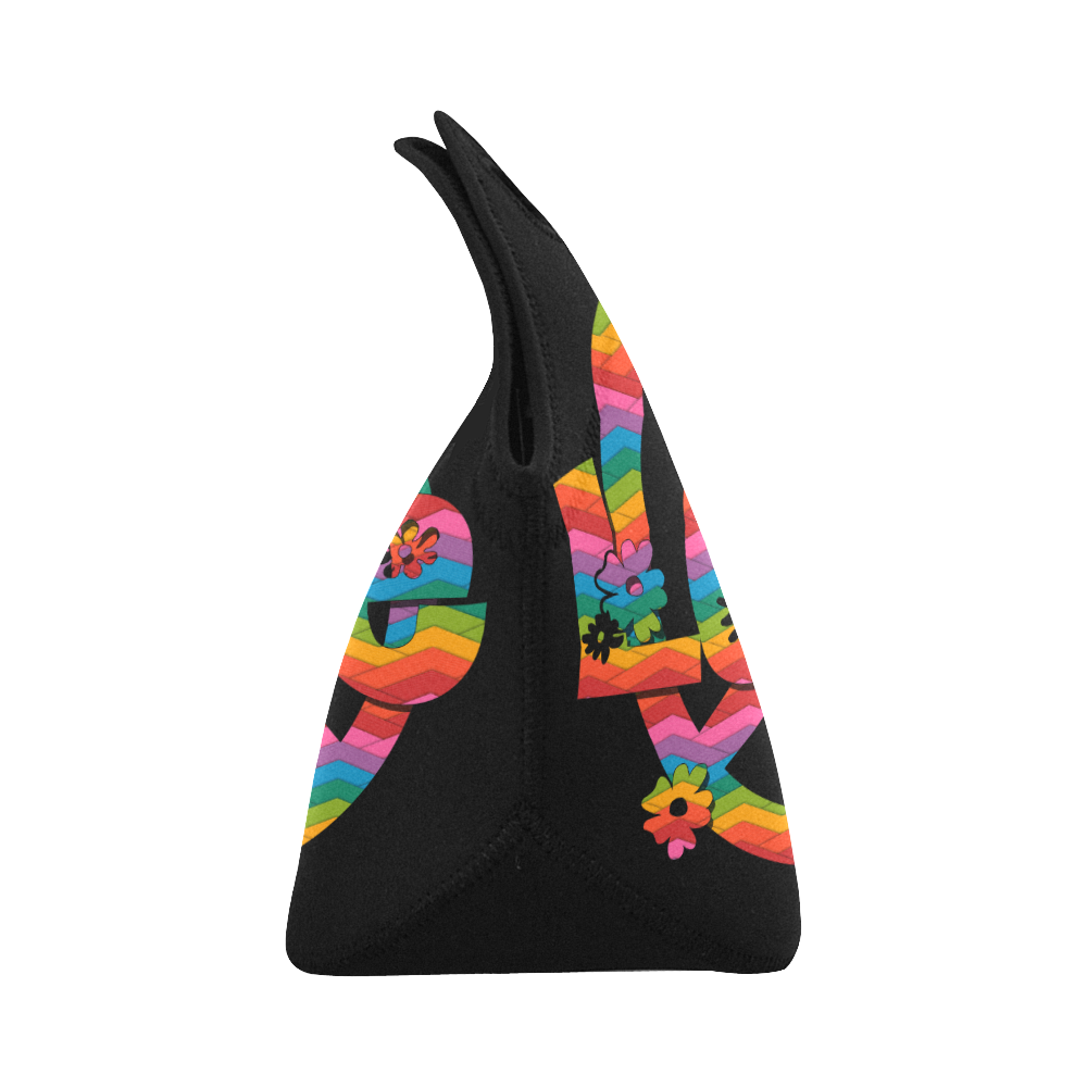 Colorful Love and Peace Neoprene Lunch Bag/Small (Model 1669)