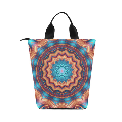 Blue Feather Mandala Nylon Lunch Tote Bag (Model 1670)