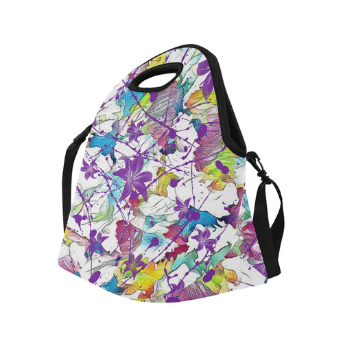 Lilac Lillis Abtract Splash Neoprene Lunch Bag/Large (Model 1669)