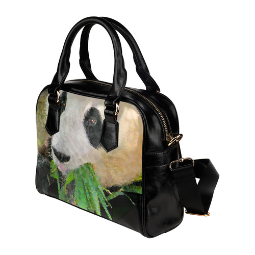 Giant Panda Eating Low Poly Triangle Art Shoulder Handbag (Model 1634)