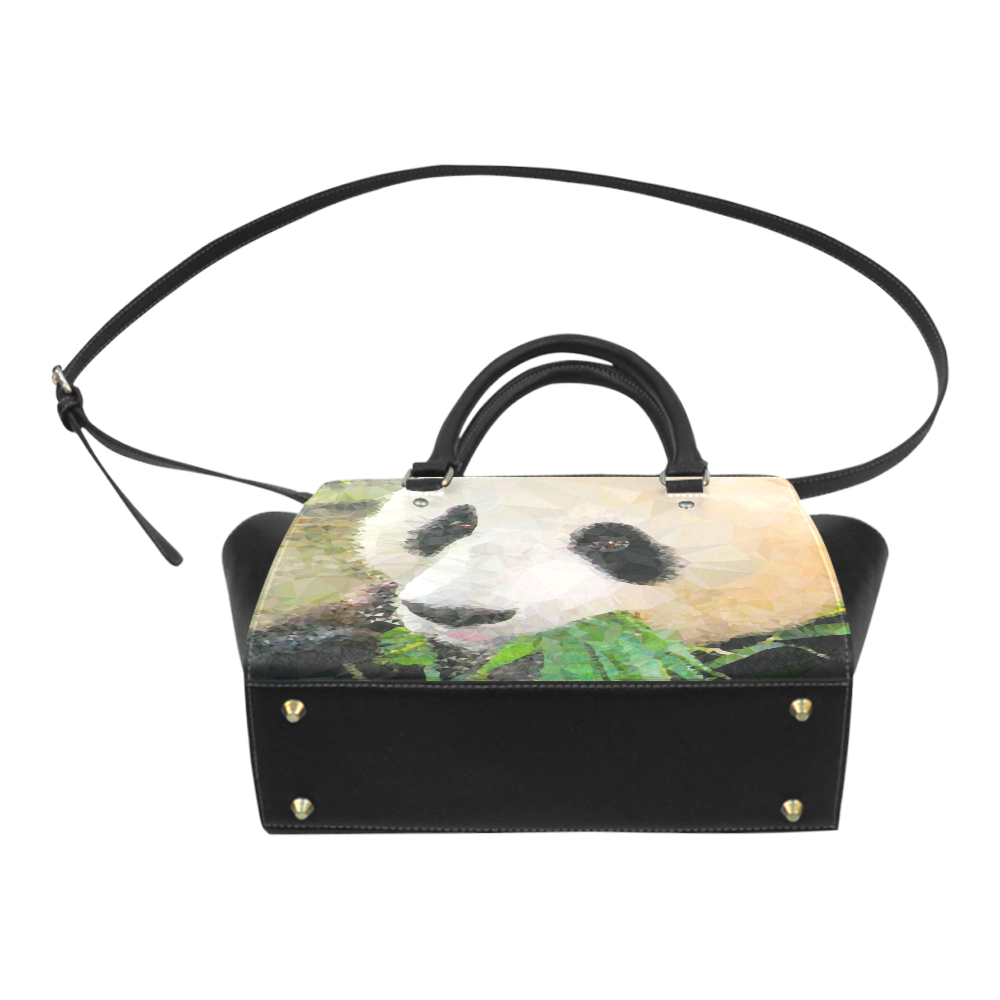 Giant Panda Eating Low Poly Triangle Art Classic Shoulder Handbag (Model 1653)