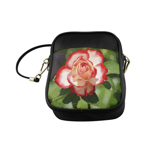 Red White Rose Geometric Floral Low  Poly Triangle Sling Bag (Model 1627)