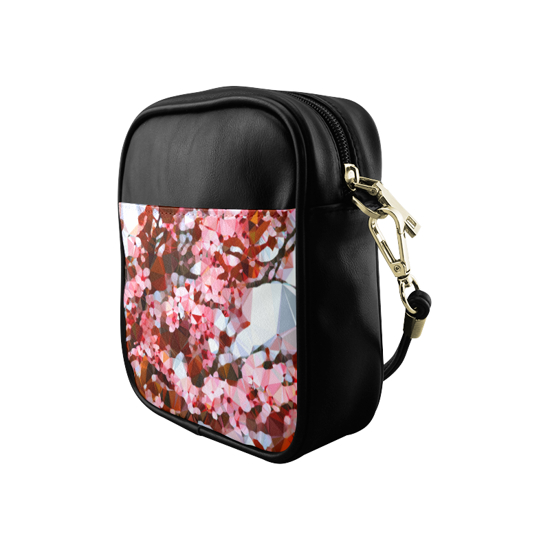 Blossoming Cherry Tree Floral Low Poly Triangles Sling Bag (Model 1627)
