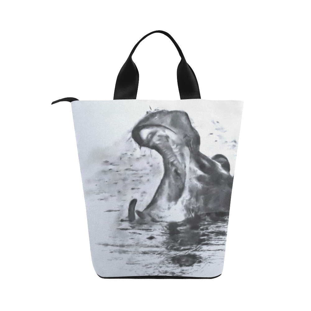 Animals and Art - Hippo by JamColors Nylon Lunch Tote Bag (Model 1670)