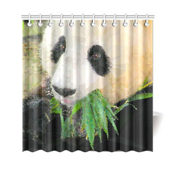 Giant Panda Eating Low Poly Triangle Art Shower Curtain 69"x70"