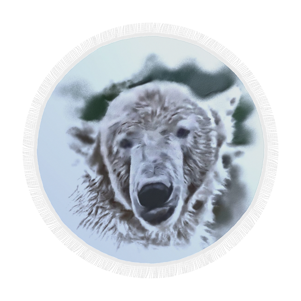 Animals and Art - Polar Bear by JamColors Circular Beach Shawl 59"x 59"