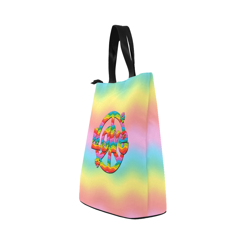 Colorful Love and Peace Background Nylon Lunch Tote Bag (Model 1670)