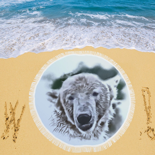 Animals and Art - Polar Bear by JamColors Circular Beach Shawl 59"x 59"