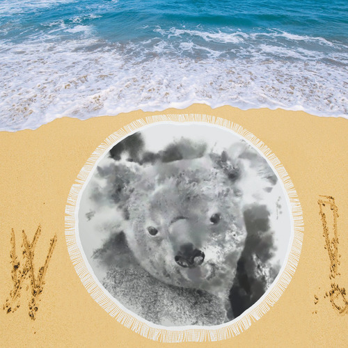 Animals and Art - Koala Bear by JamColors Circular Beach Shawl 59"x 59"