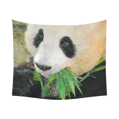 Giant Panda Eating Low Poly Triangle Art Cotton Linen Wall Tapestry 60"x 51"