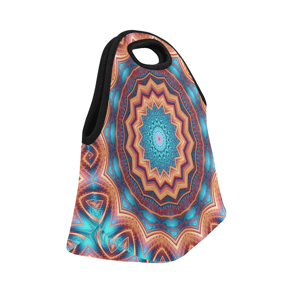 Blue Feather Mandala Neoprene Lunch Bag/Small (Model 1669)