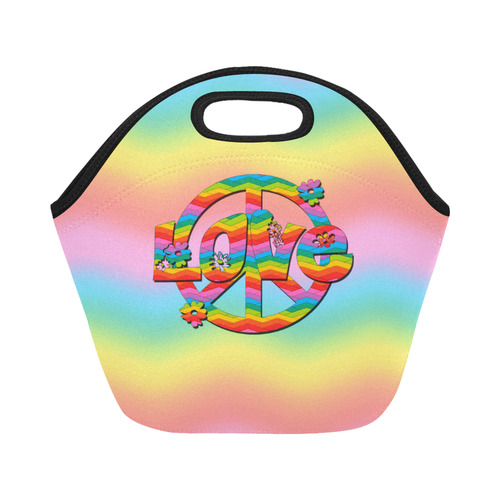 Colorful Love and Peace Background Neoprene Lunch Bag/Small (Model 1669)