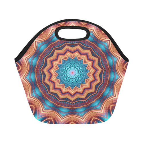 Blue Feather Mandala Neoprene Lunch Bag/Small (Model 1669)