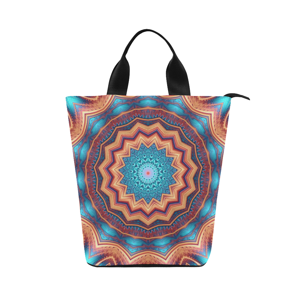 Blue Feather Mandala Nylon Lunch Tote Bag (Model 1670)