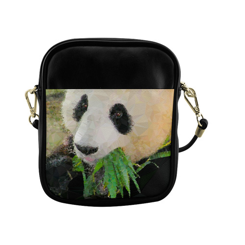 Giant Panda Eating Low Poly Triangle Art Sling Bag (Model 1627)