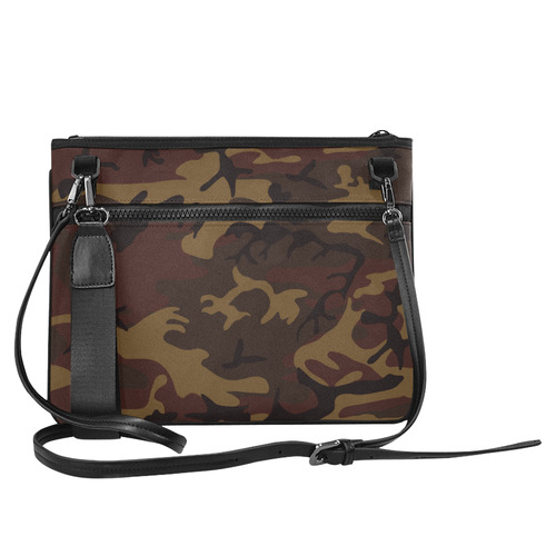 Camo Dark Brown Slim Clutch Bag (Model 1668)