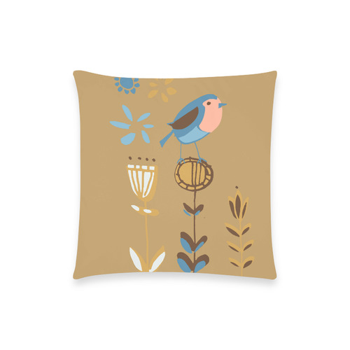 hygge bird camel Custom  Pillow Case 18"x18" (one side) No Zipper