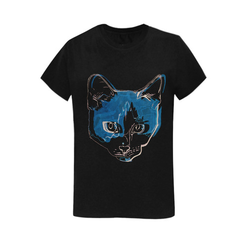 Kitty with soul patch Women's T-Shirt in USA Size (Two Sides Printing)