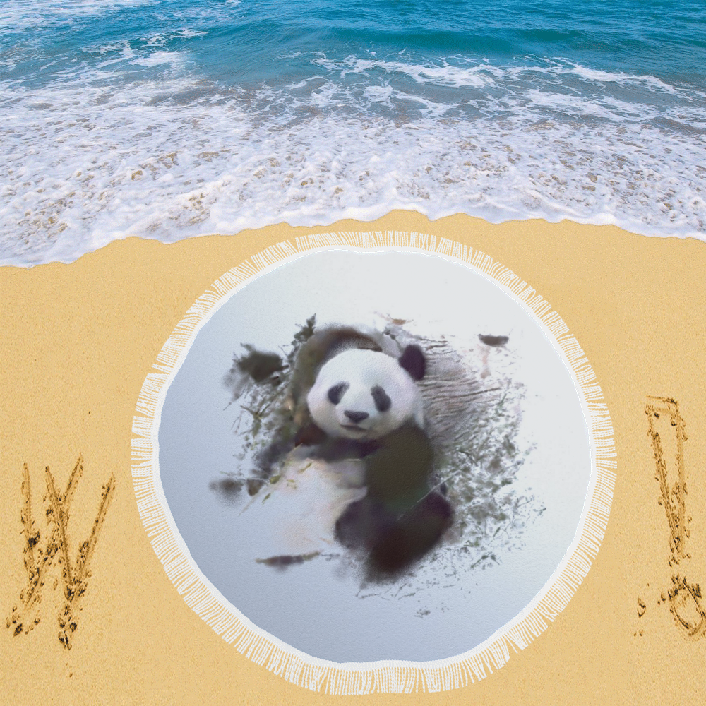 Animals and Art - Panda by JamColors Circular Beach Shawl 59"x 59"