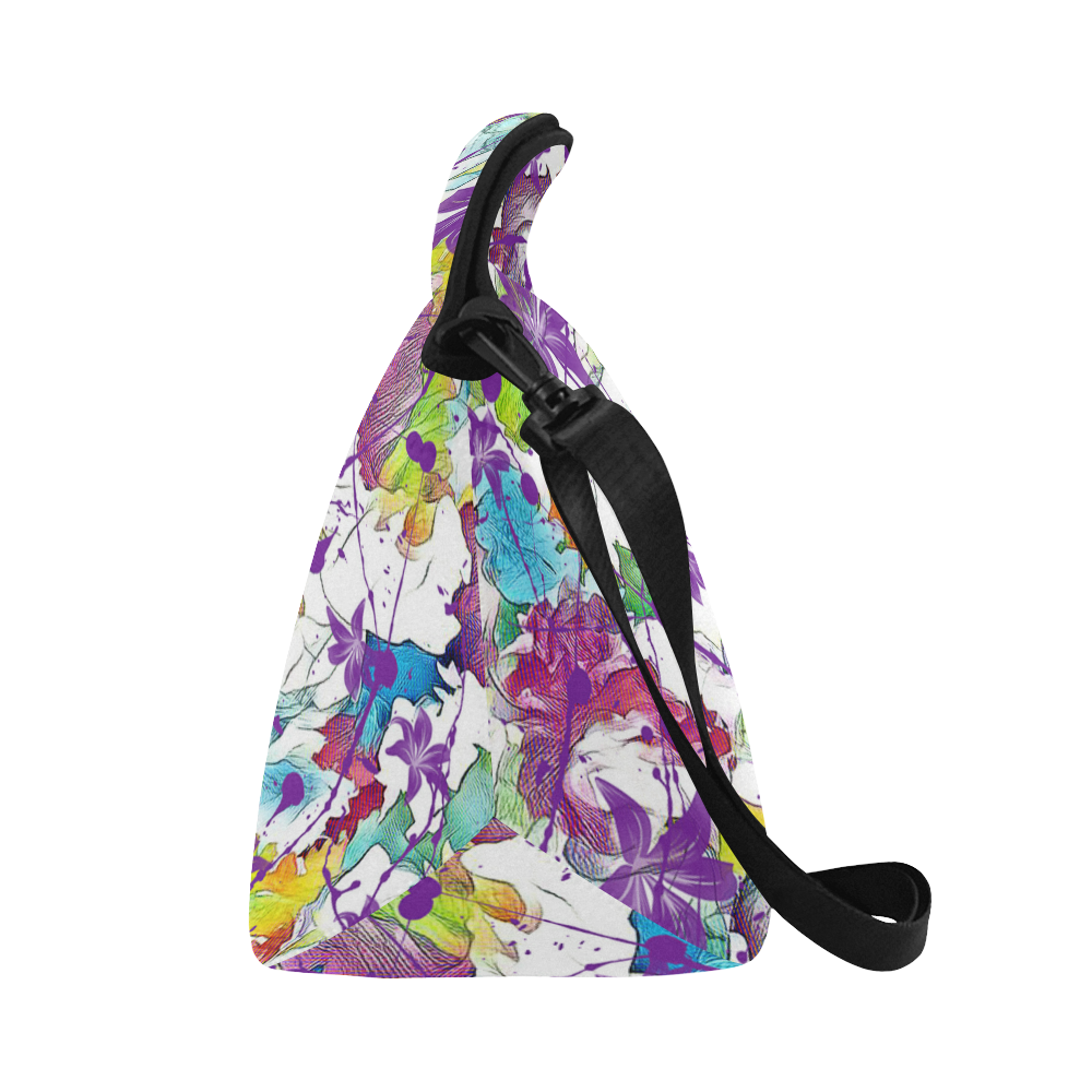 Lilac Lillis Abtract Splash Neoprene Lunch Bag/Large (Model 1669)