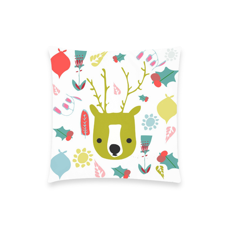 Reindeer Custom  Pillow Case 18"x18" (one side) No Zipper