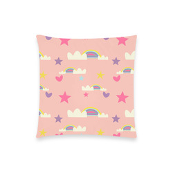unicorn girly clouds coral Custom  Pillow Case 18"x18" (one side) No Zipper