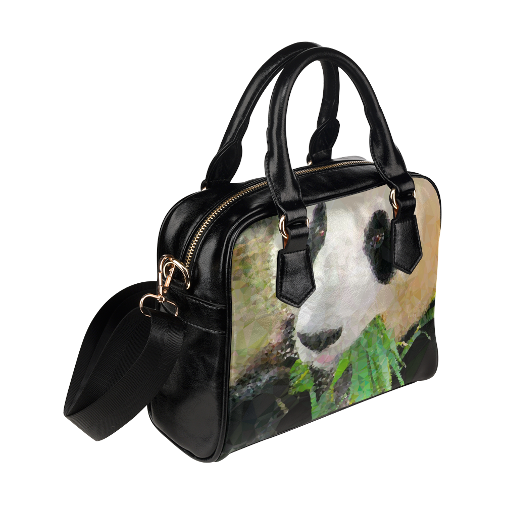 Giant Panda Eating Low Poly Triangle Art Shoulder Handbag (Model 1634)